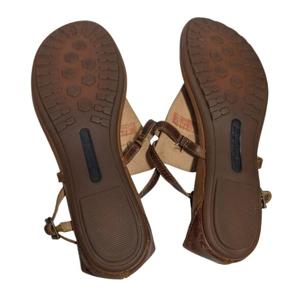 Timberland Sandals Womens Size 9.5 Earthkeepers T-Strap Brown Leather Adjustable - Picture 7 of 8